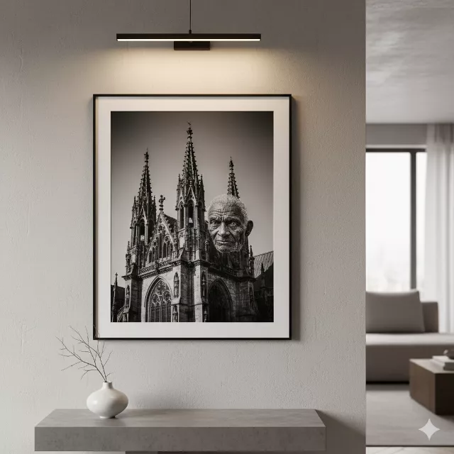 Detailný čiernobiely portrét alebo architektúra na stene